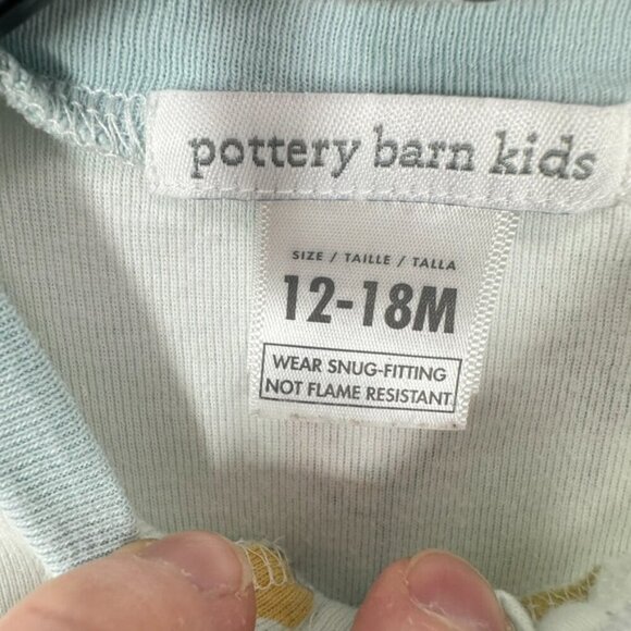 Pottery Barn Kids Size 12-18Month 100% Cotton Baby Blue Forest Footie Pajama - Picture 5 of 8